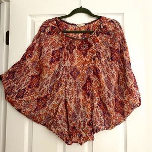 Sheer red print dolman sleeved blouse. Marks & Spencer’s Boho Indigo collection